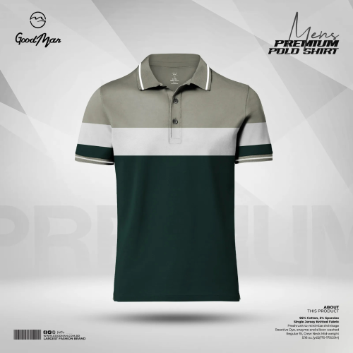 GoodMan Premium Quality Dark Green Color Cotton Short Sleeve Polo T Shirt for Men.